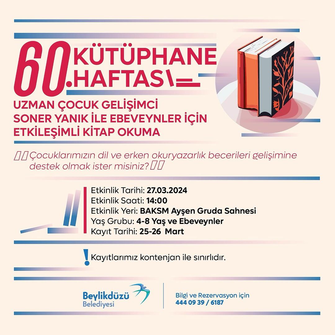 Beylikdüzü Kültür Sanat - 60.Kütüphane Haftası Etkinlikleri: Ebeveynler için Etkileşimli Kitap Okuma